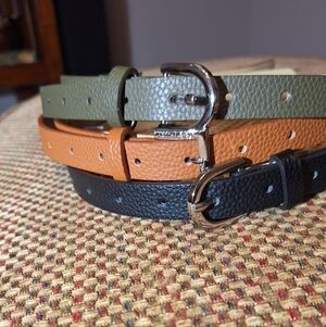 Steve Madden Faux Leather Belts in Black, Gray, and Tan Size Large